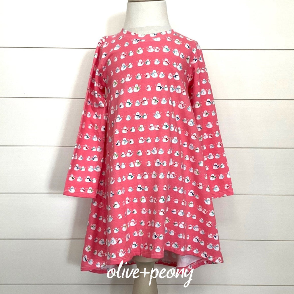 Cozy Christmas T-Shirt Dress - Pink Snowman Olive + Peony Cozy Christmas T-Shirt Dress - Pink Snowman Olive + Peony